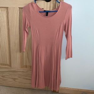 Pink half sleeve medium length dress